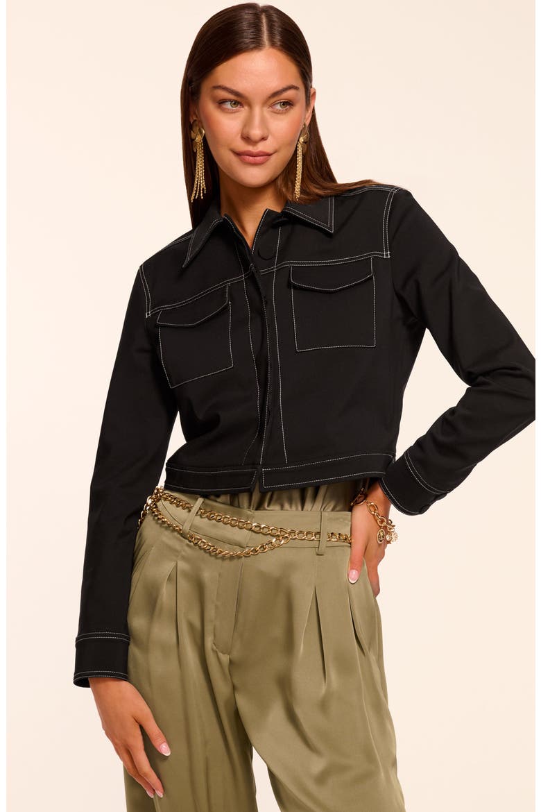 Marrie Topstitch Jacket, Alternate, color, BLACK