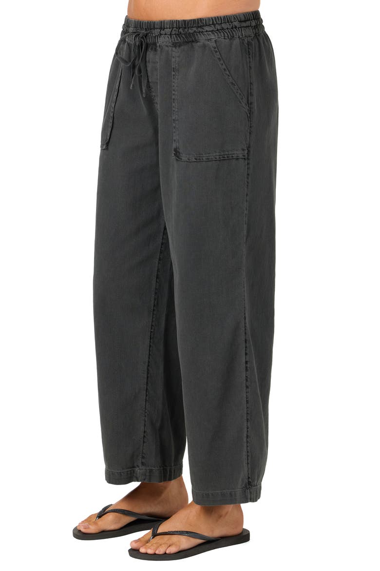 Sevie Drawstring Cotton Twill Pants, Alternate, color, WASHED BLACK