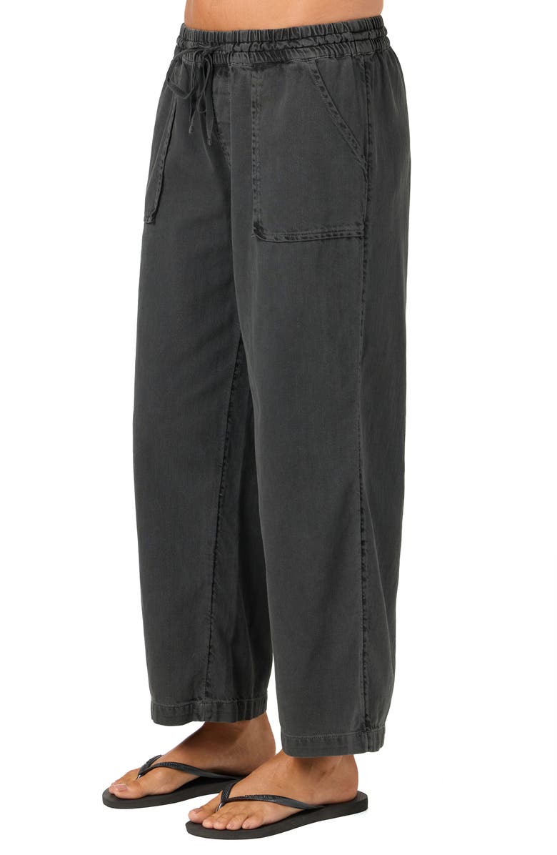 O'Neill Sevie Drawstring Cotton Twill Pants, Alternate, color, Washed Black