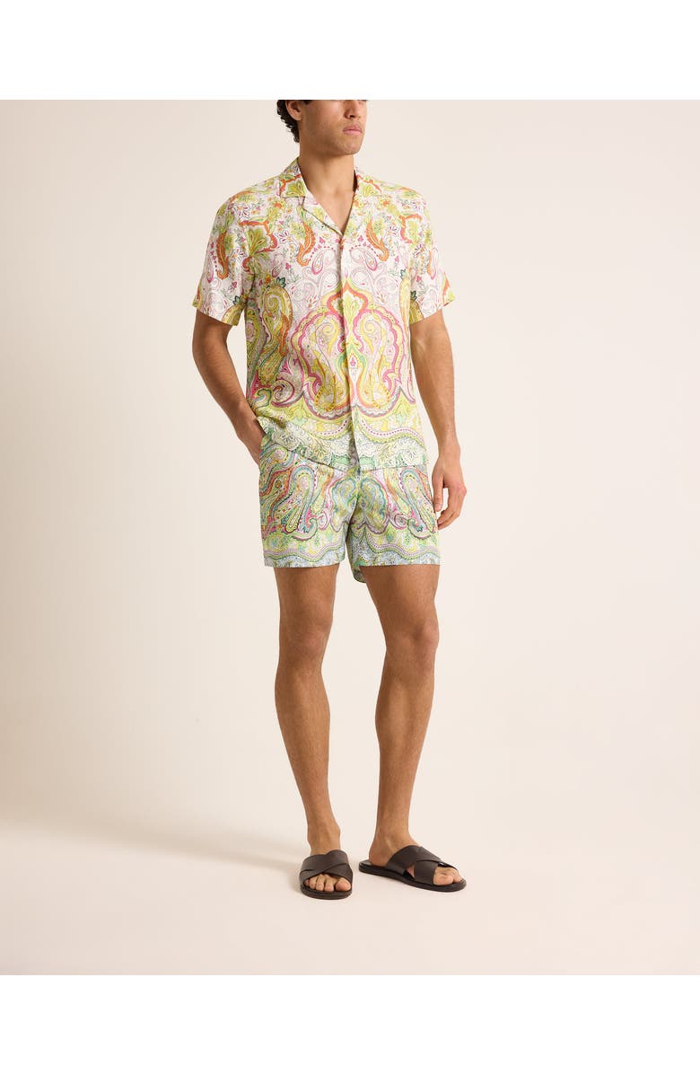 Orlebar Brown Maitan Linen Relaxed Fit Linen Fairground Shirt, Alternate, color, Multi/Pink