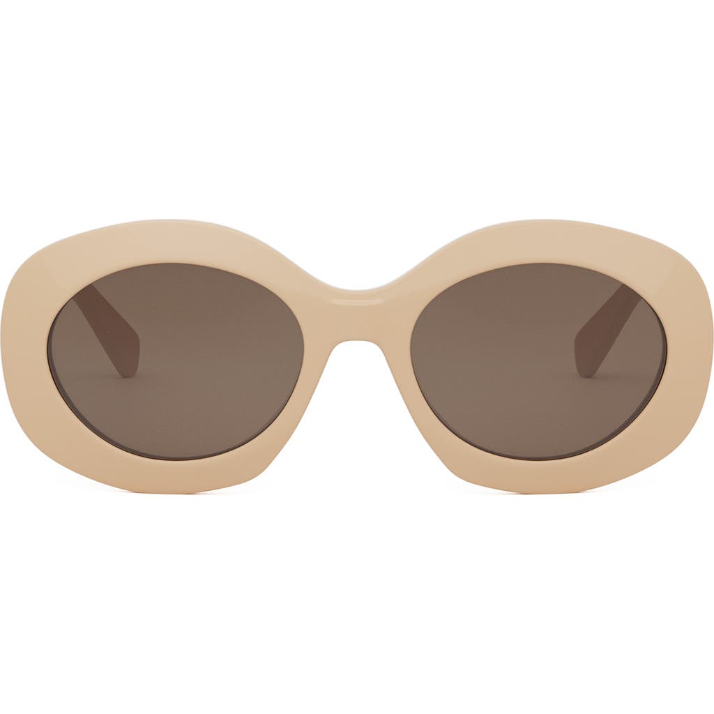 Celine Triomphe Acetate Oval Sunglasses In Shiny Beige/brown