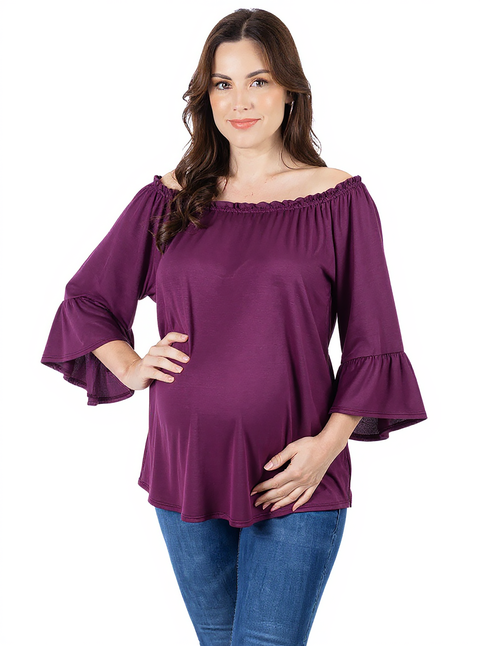 Bell Sleeve Loose Fit Maternity Tunic Top