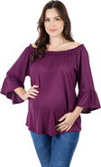 24seven Comfort Apparel Bell Sleeve Loose Fit Maternity Tunic Top