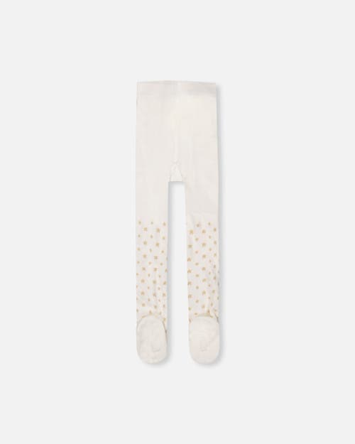 Deux Par Deux Knit Tights With Golden Star In White