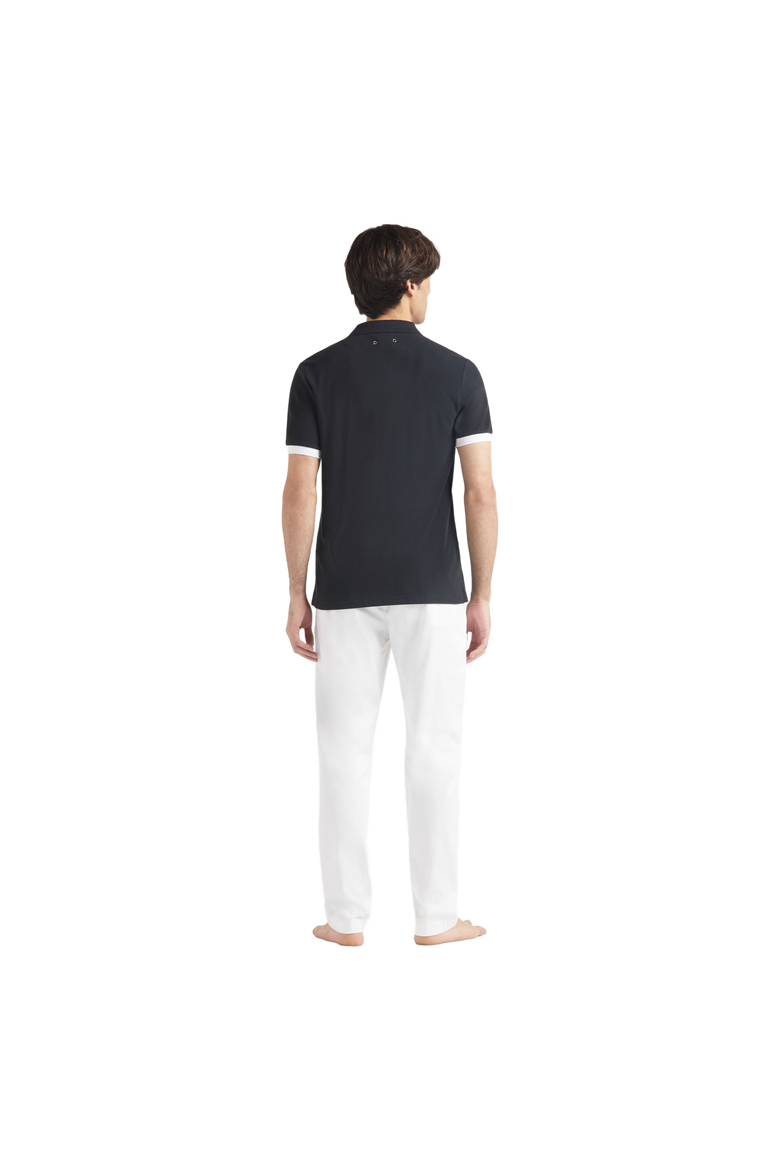 Men's Solid Cotton Polo, Alternate, color, NOIR