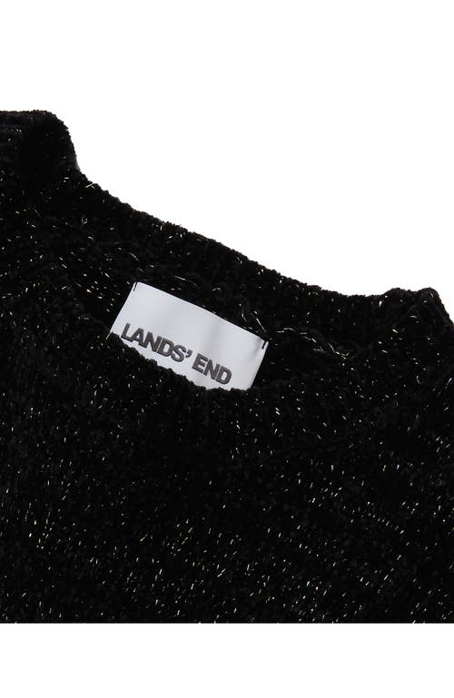 Lands' End Girls Chenille Cinched Waist Sweater Dress In Black