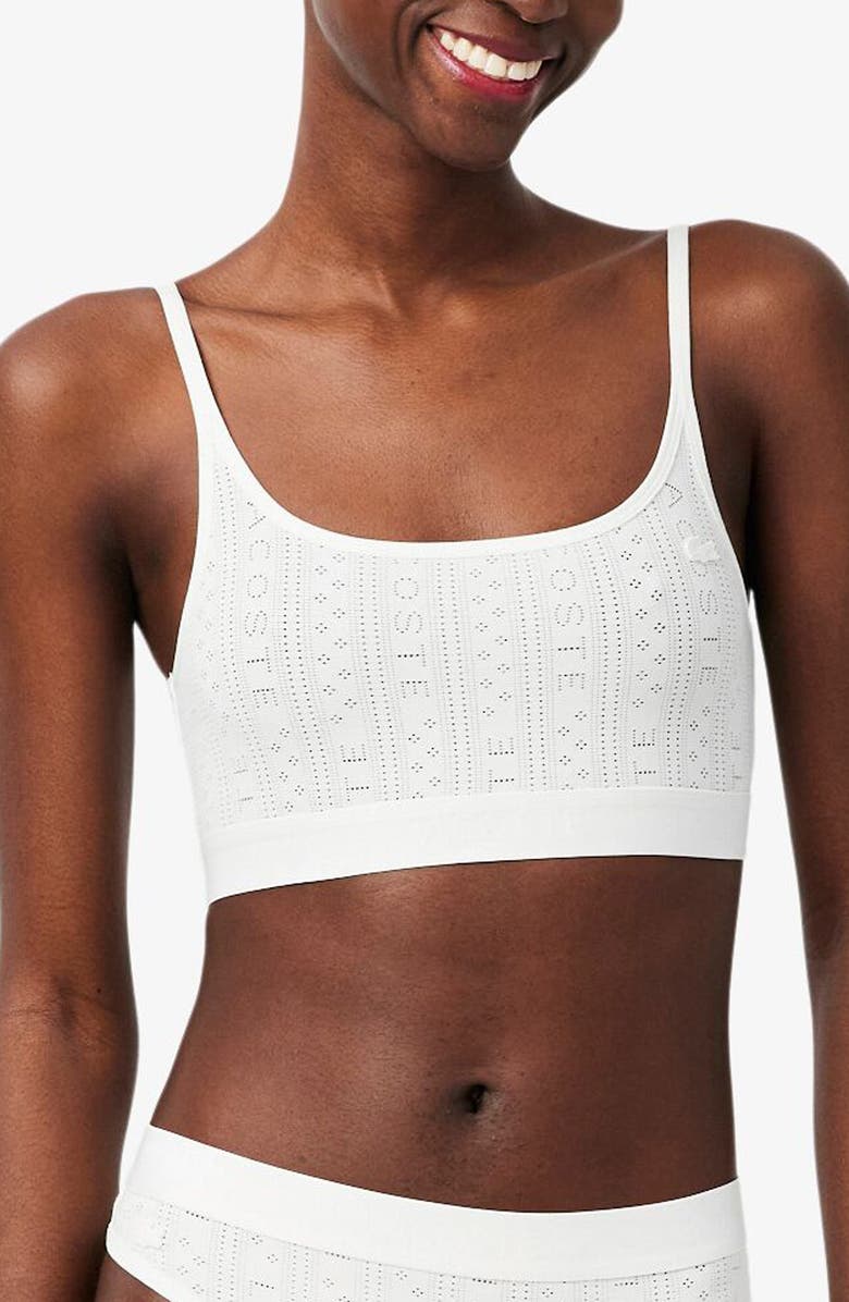 Lacoste Logo Pointelle Bralette, Main, color, Flour