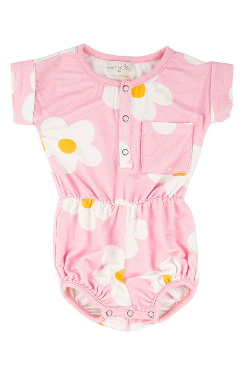 Miki Miette Judy Floral Henley Romper, Main, color, Pink Daisies