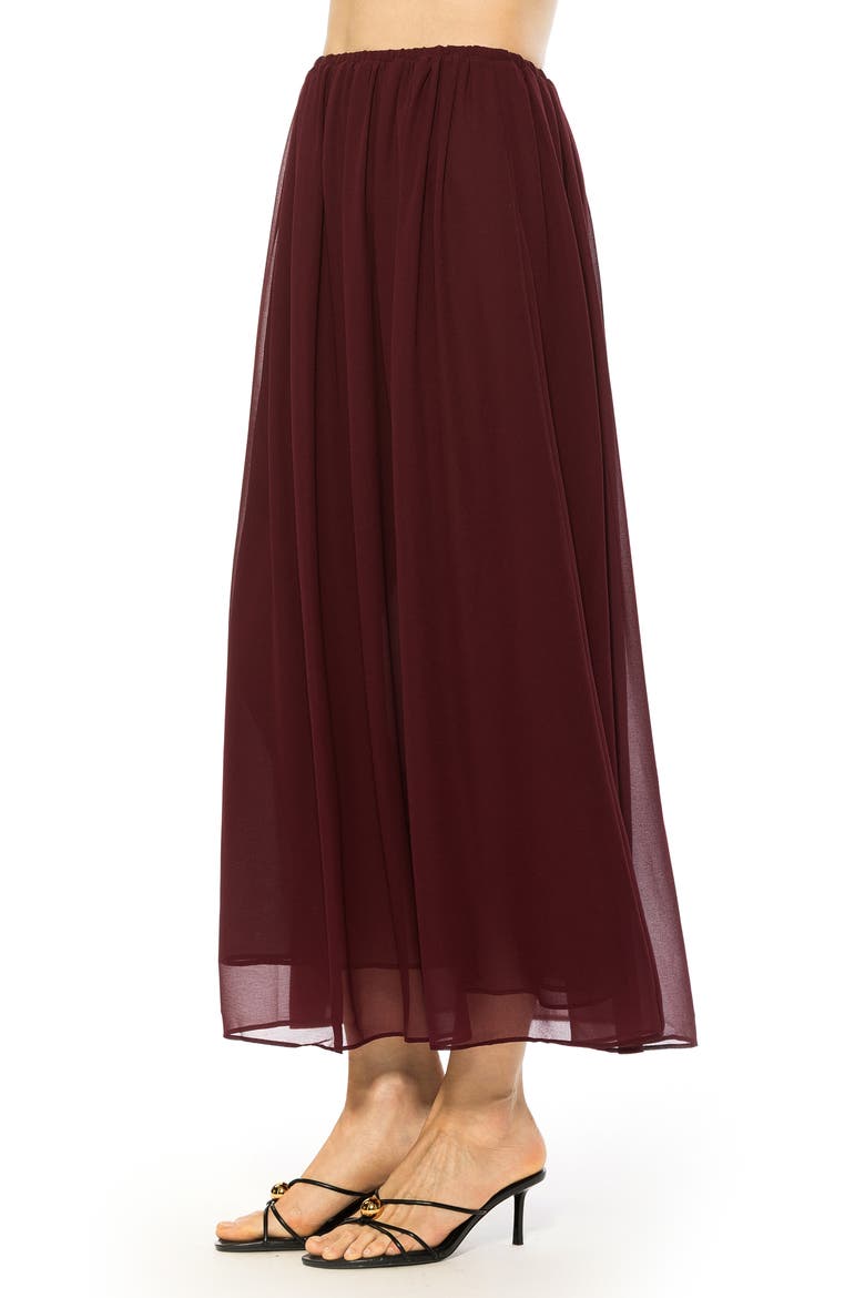 VAYLA LONG FLOWY MAXI SKIRT, Alternate, color, BURGUNDY