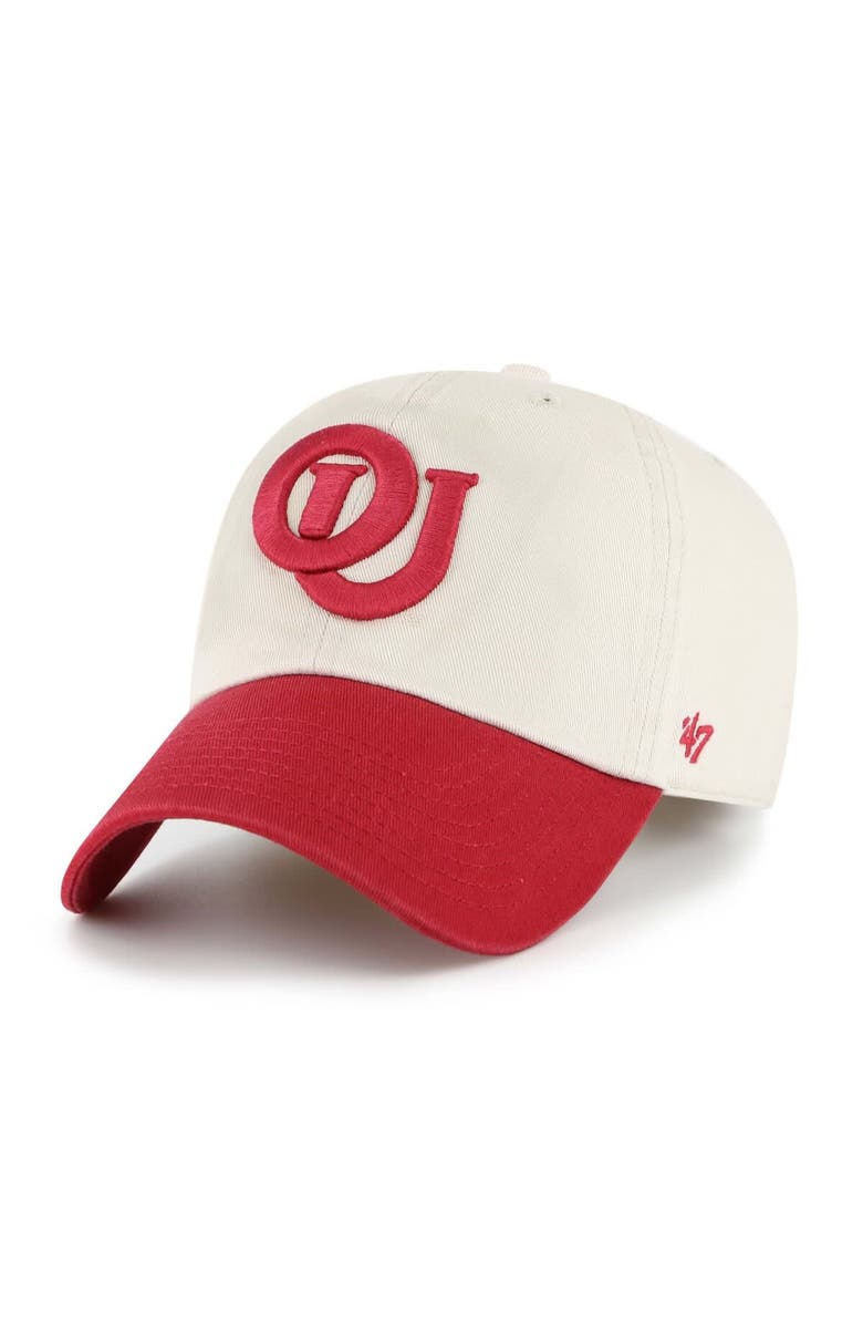 '47 Men's '47 Cream Oklahoma Sooners Grand Stand Clean Up Adjustable Hat, Alternate, color, 