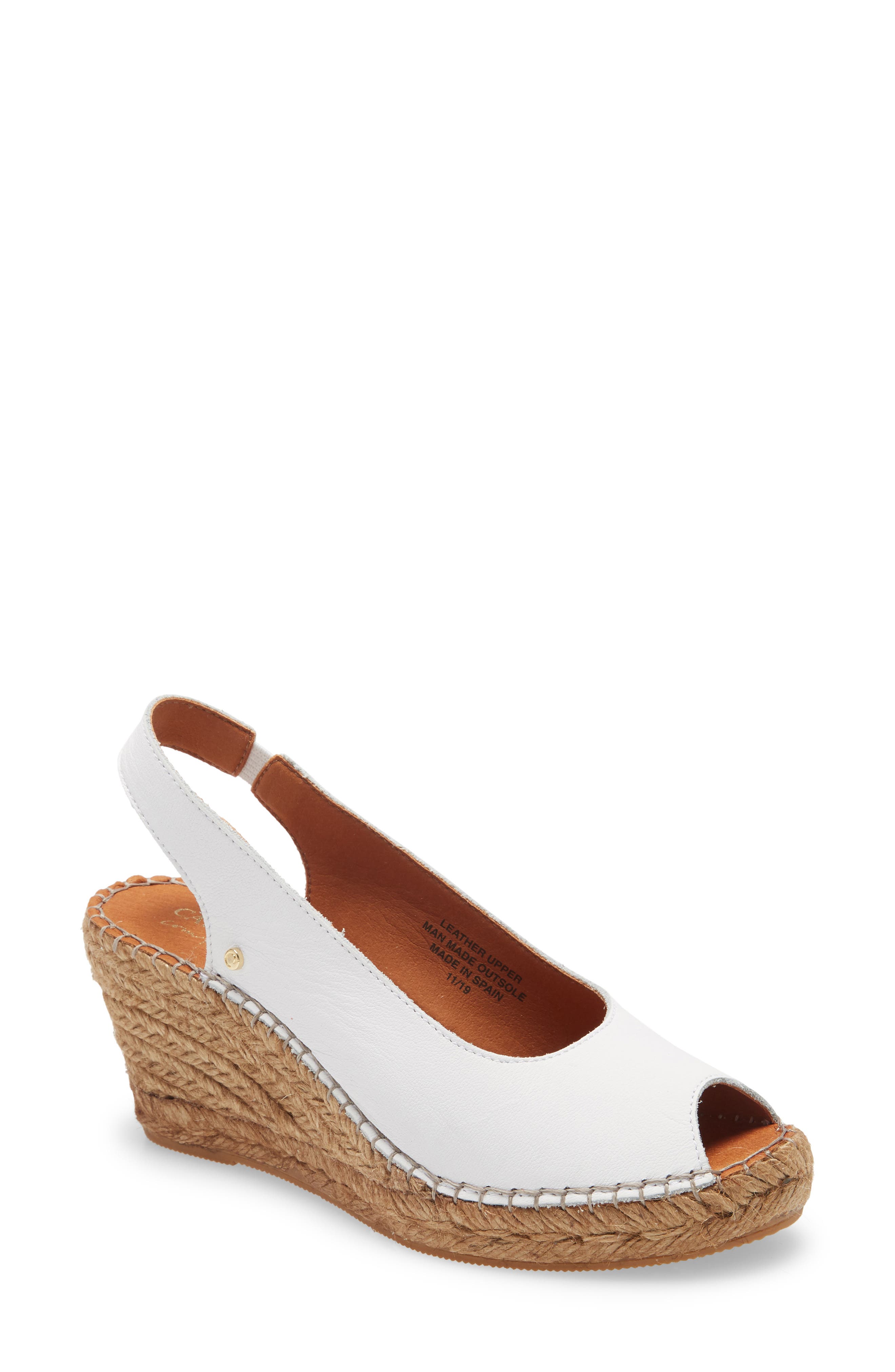 Sharon Espadrille Wedge Sandal, Main, color, WHITE LEATHER