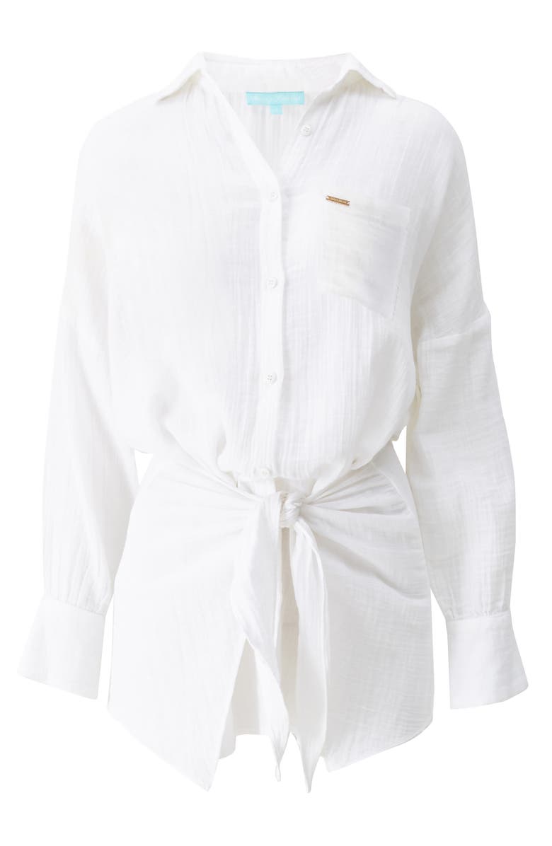 Melissa Odabash Sara Long Sleeve Cover-Up Dress, Alternate, color, White