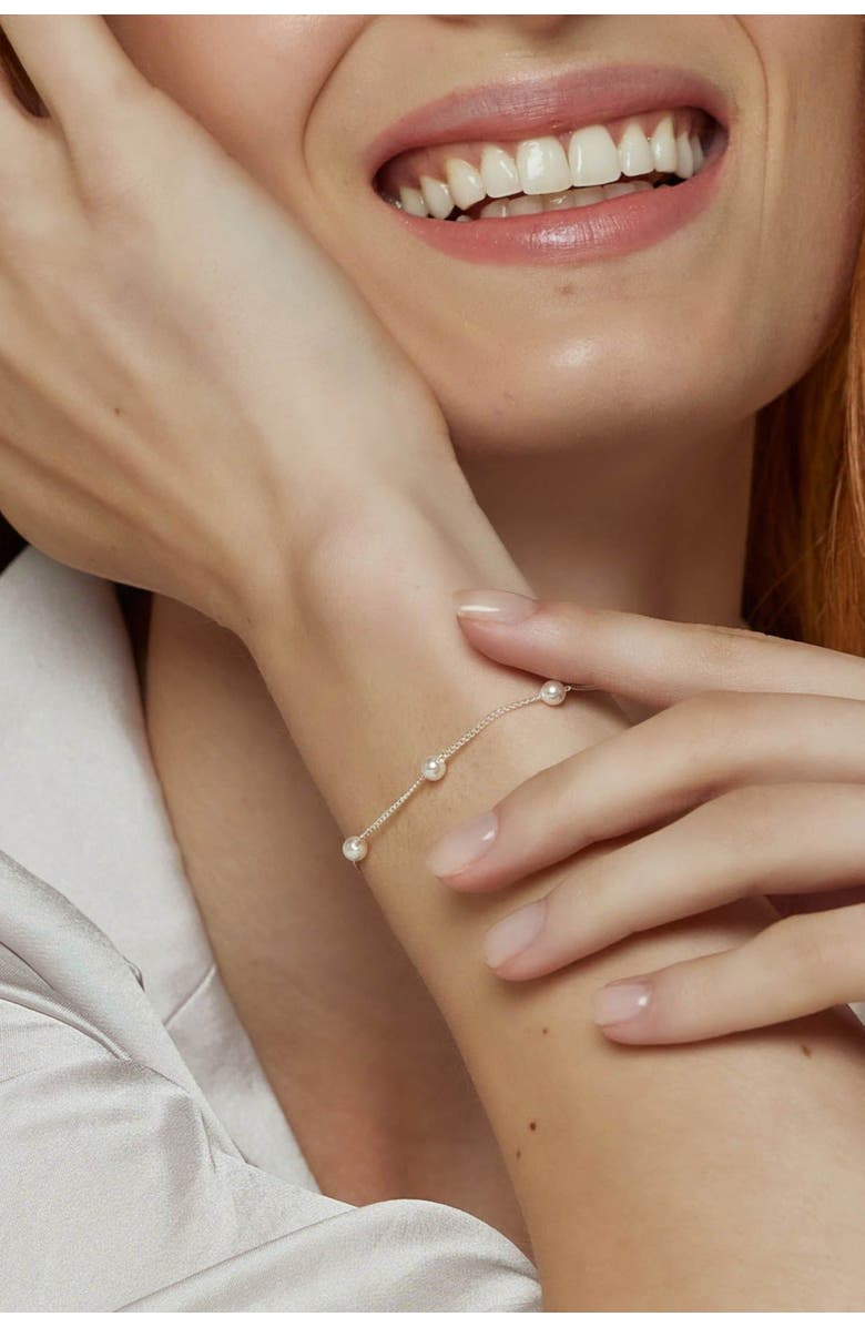 Bearfruit Jewelry Sterling Silver 18k Gold Plated Infinite Pearl Bracelet Dainty Delicate, Alternate, color, Silver