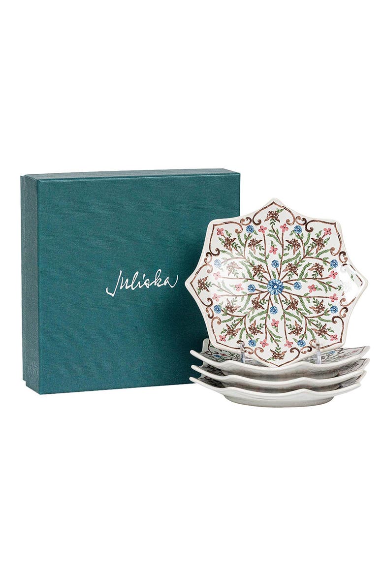 Villa Seville Set of Four Scalloped Cocktail Plates, Alternate, color, CHAMBRAY