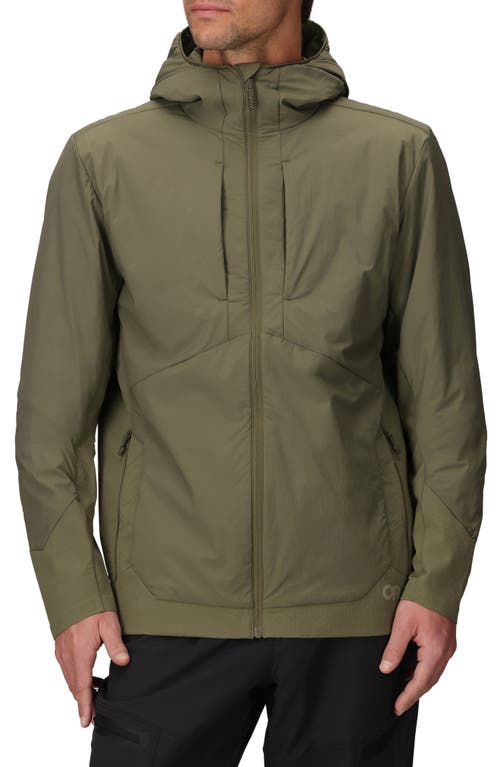 Outdoor Research Shadow Hybrid Hooded Water Resistant Jacket In Green