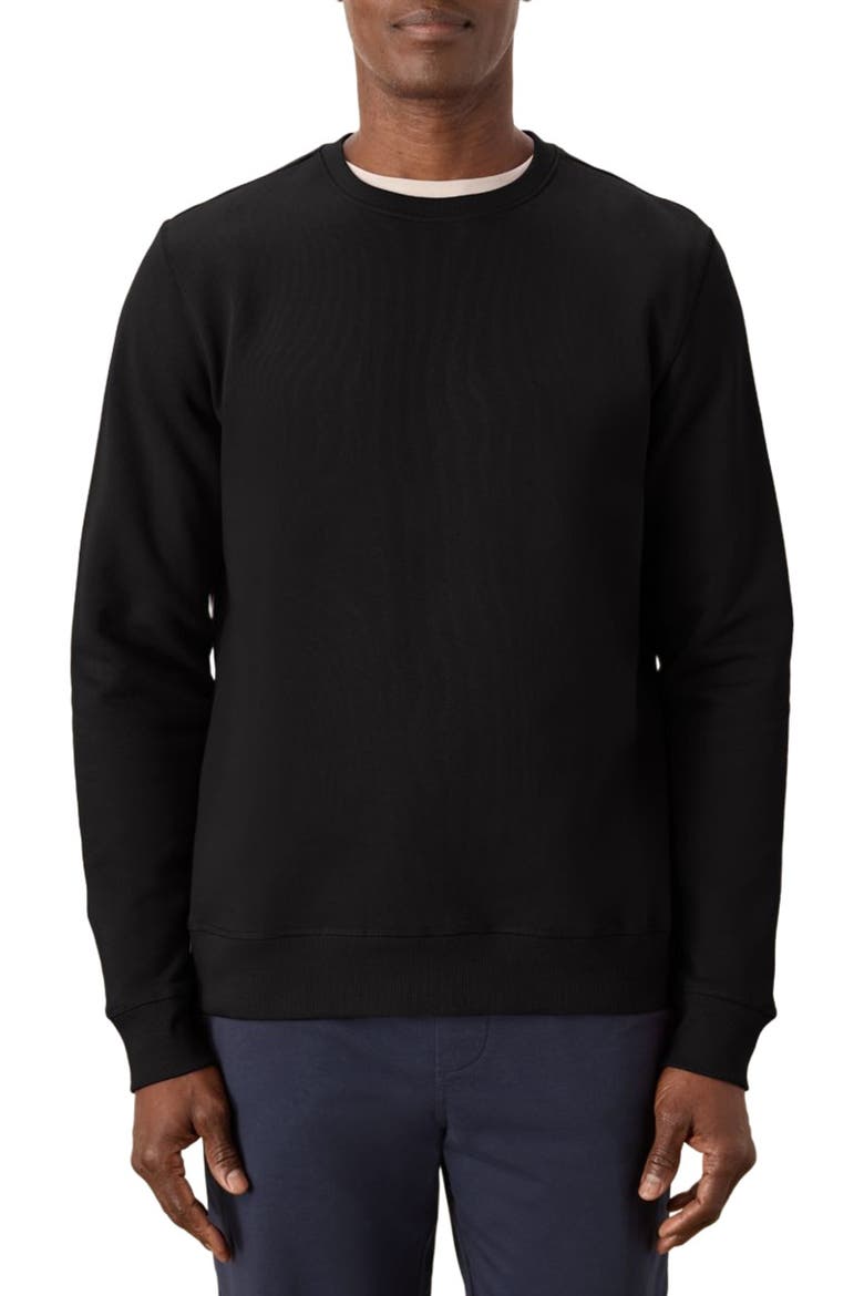 Organic Cotton Cloud Brushed Fleece Crew Sweatshirt, Main, color, Black