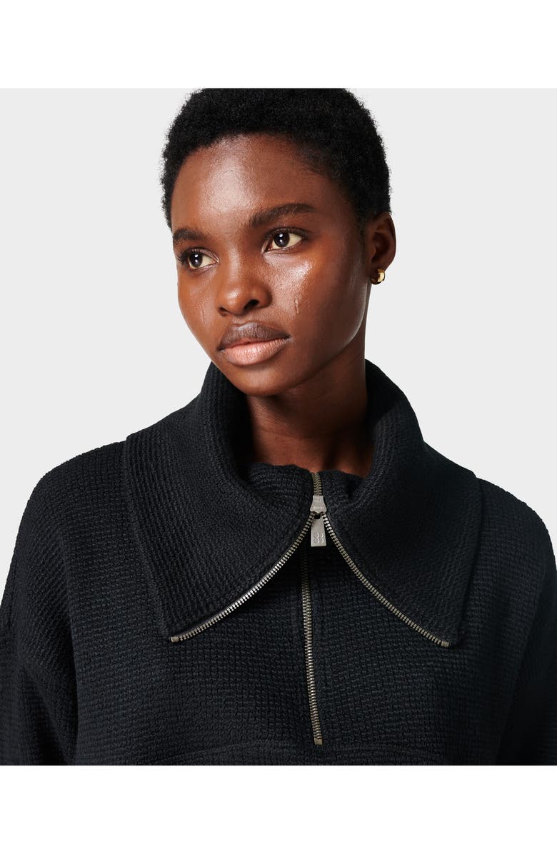 Sweaty Betty Restful Bouclé Half Zip Pullover, Alternate, color, Black