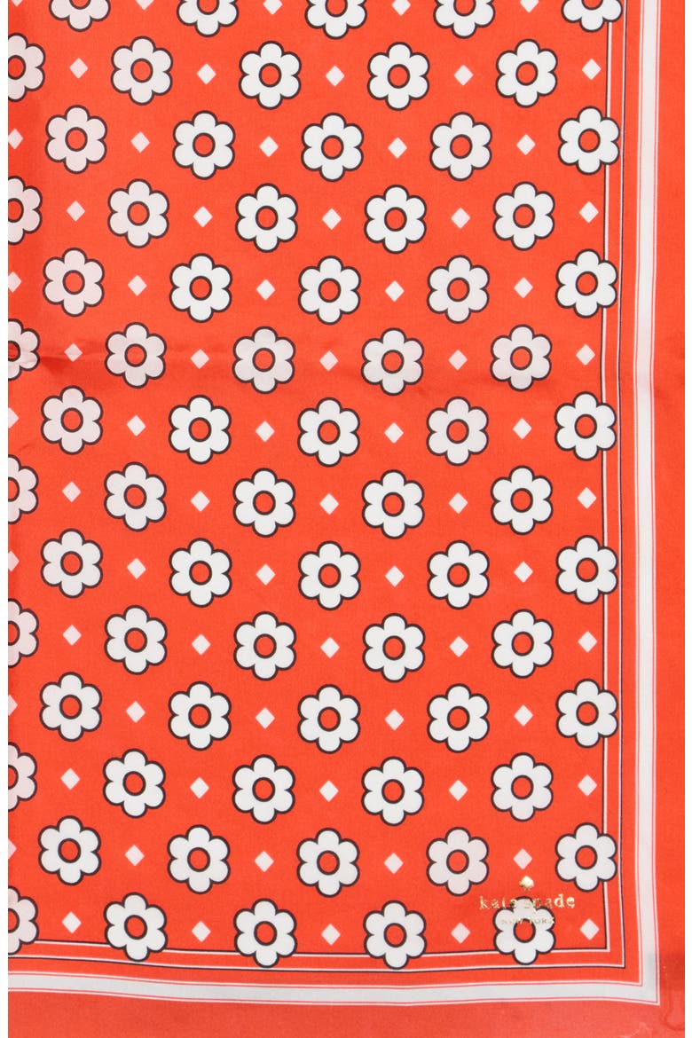 Daisy Dot Silk Square Scarf, Alternate, color, MARASCHINO RED