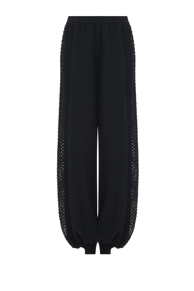 Mesh Detail Knit Trousers, Main, color, Black