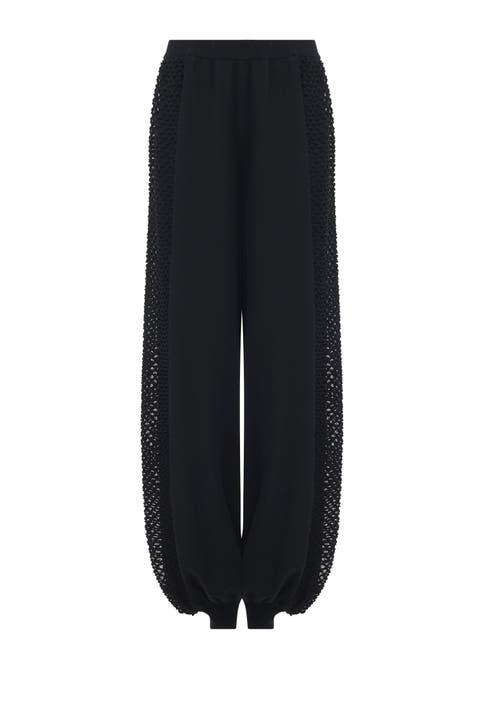Mesh Detail Knit Trousers