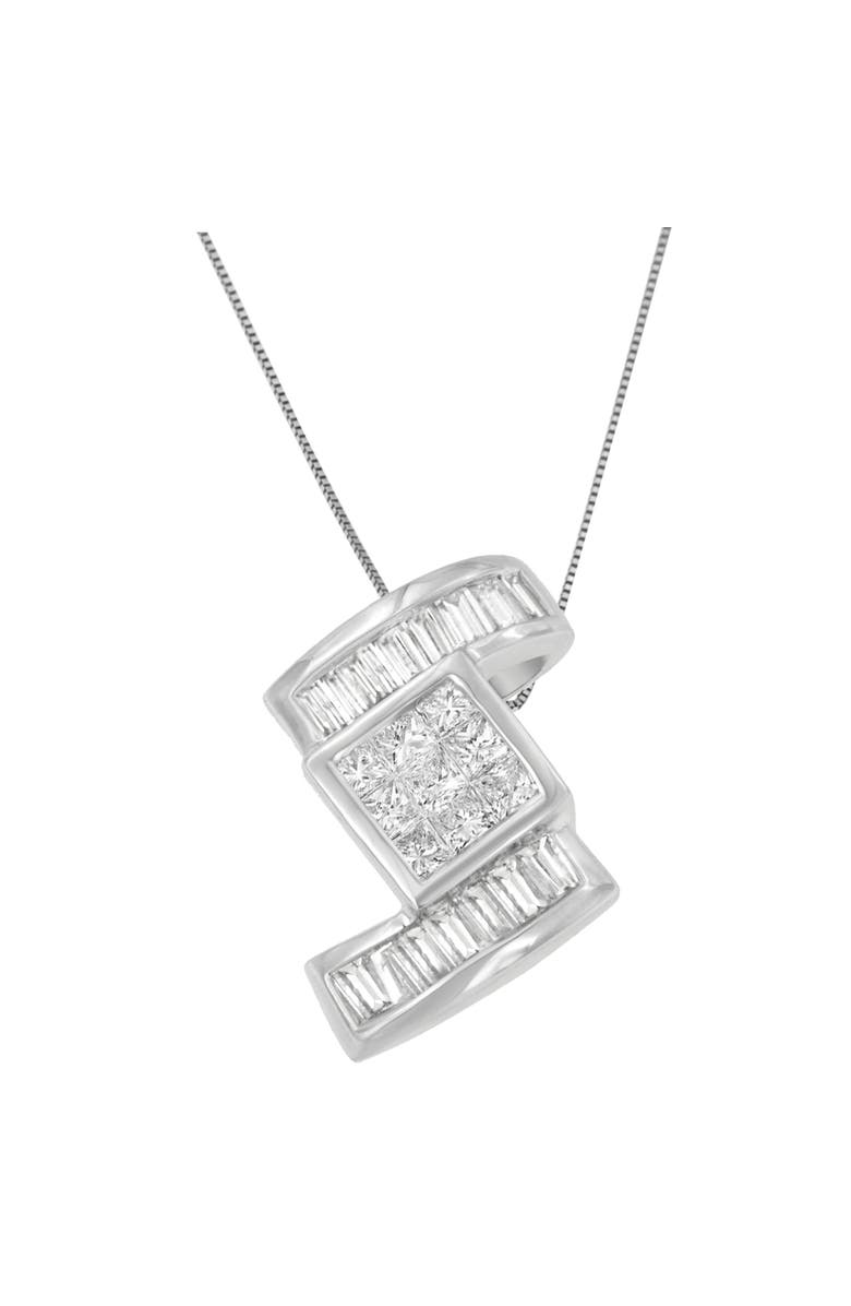 Haus of Brilliance 14K White Gold 1 2/5 Cttw Diamond Zig Zag Pendant Necklace, Main, color, White