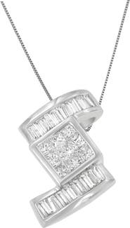 Haus of Brilliance 14K White Gold 1 2/5 Cttw Diamond Zig Zag Pendant Necklace