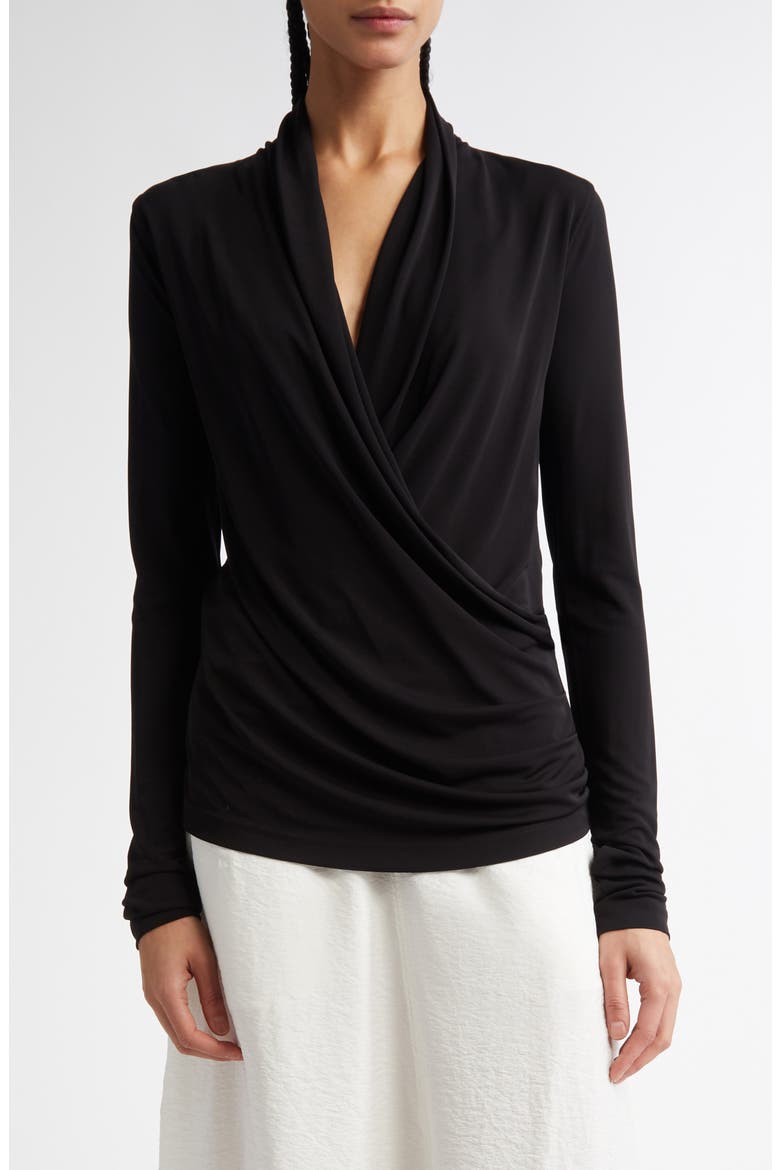 Draped Jersey Top, Main, color, BLACK