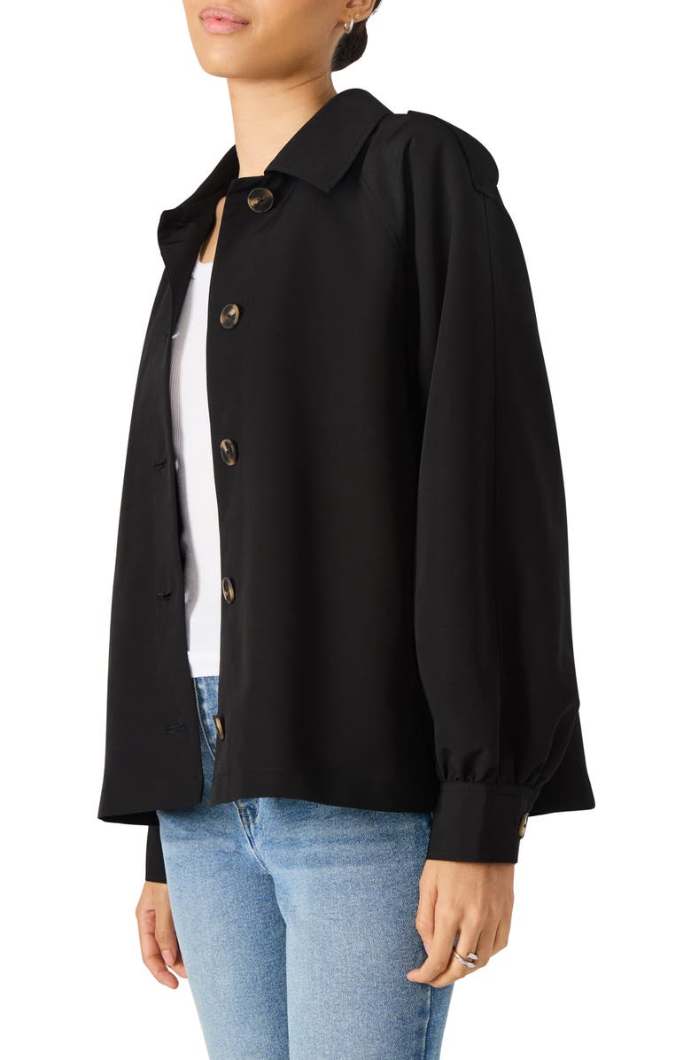 Steve Madden Flared Short Trench Coat, Alternate, color, Black