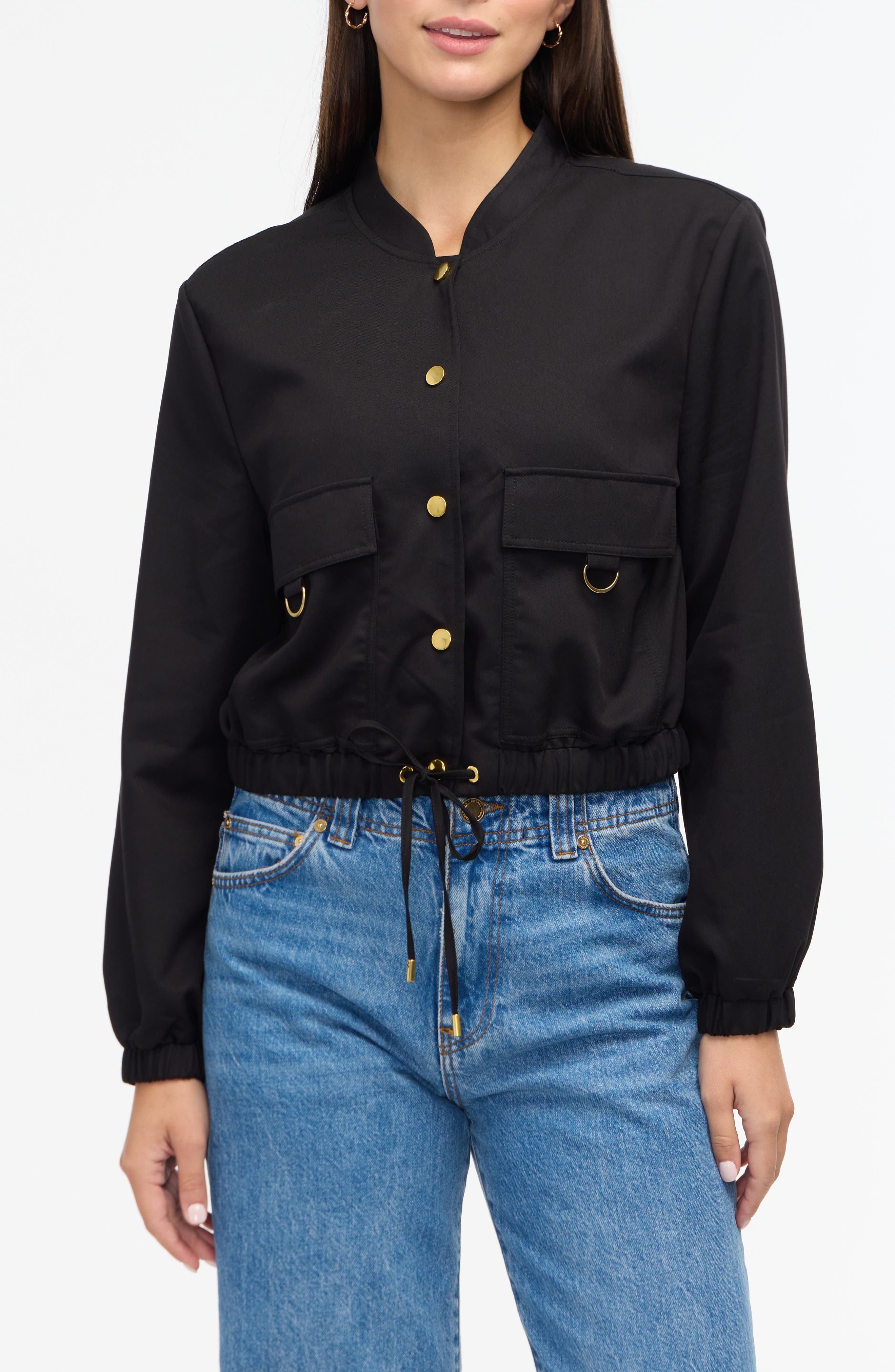 Ellen Tracy Cropped Bomber Jacket