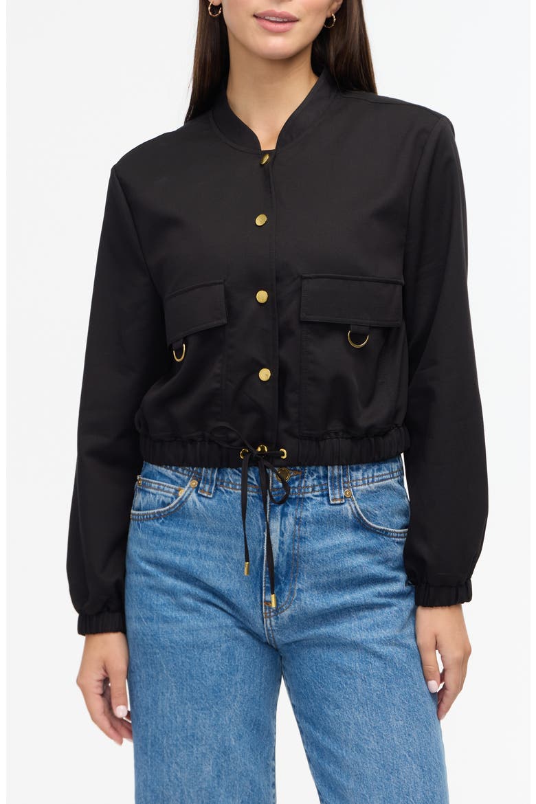 Cropped Bomber Jacket, Main, color, BLACK