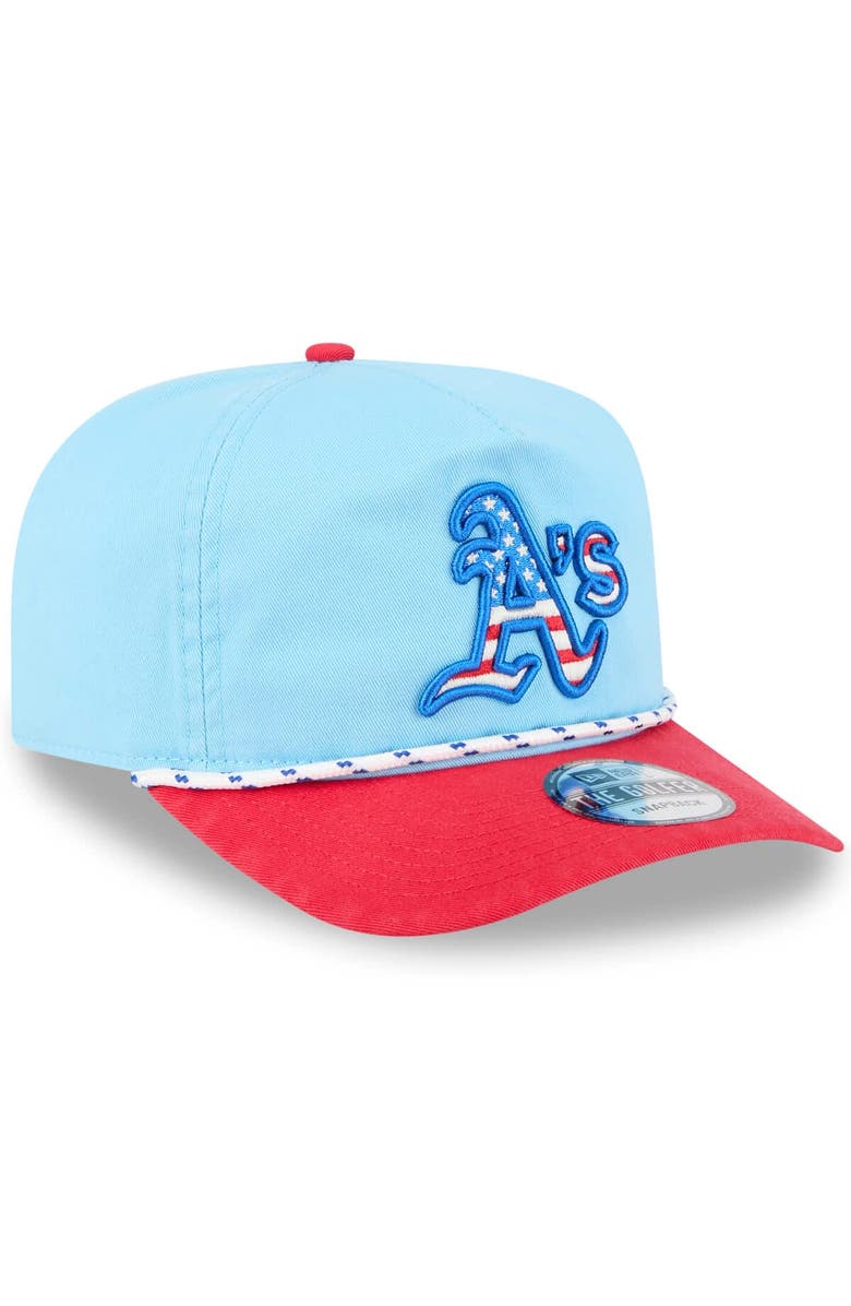 New Era Men's New Era Light Blue/Red Athletics 2025 Fourth of July Golfer Snapback Hat, Alternate, color, Light Blue