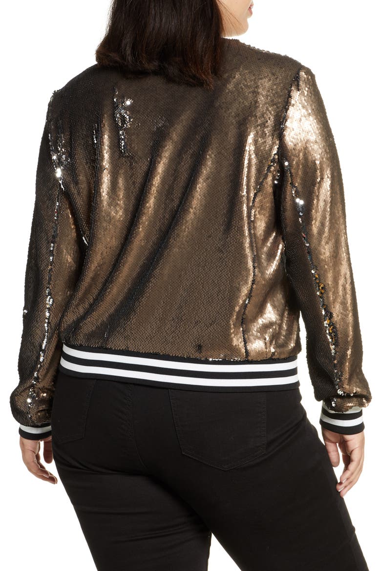 Nikki Flip Sequin Bomber Jacket, Alternate, color, PEWTER SEQUIN/ LEOPARD LINING