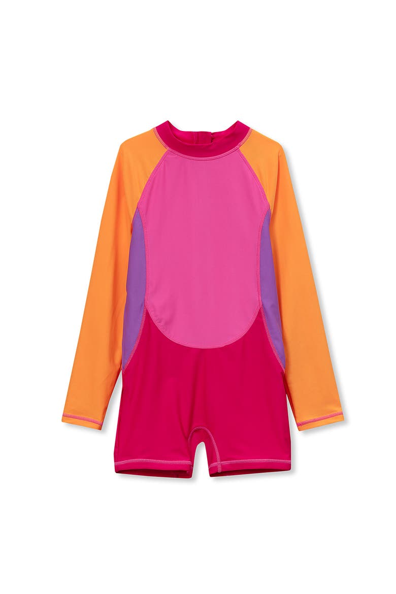 Girls Surf Bodysuit, Main, color, Pink/Orange Colorblock