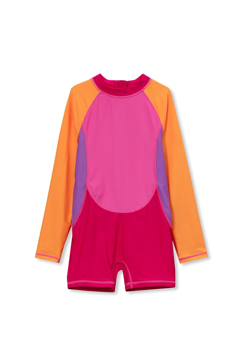 Lands' End Girls Surf Bodysuit, Main, color, Pink/Orange Colorblock