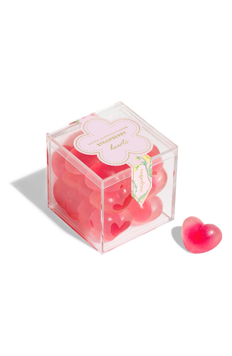 sugarfina La Vie en Rose Set of 4 Strawberry Heart Gummy Candy Cubes, Alternate, color,