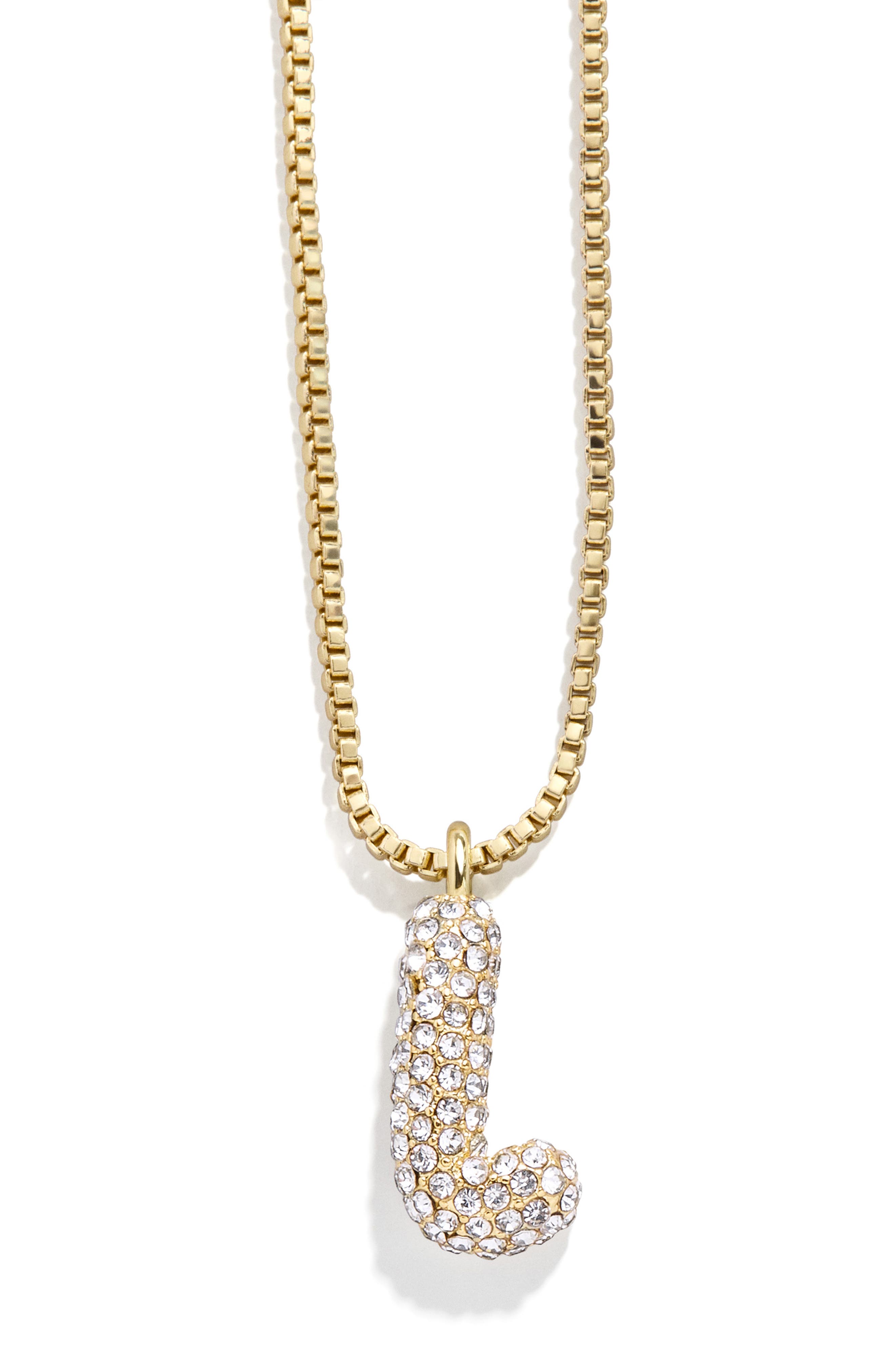 BaubleBar Mini Pavé Bubble Initial Necklace in Gold L 
