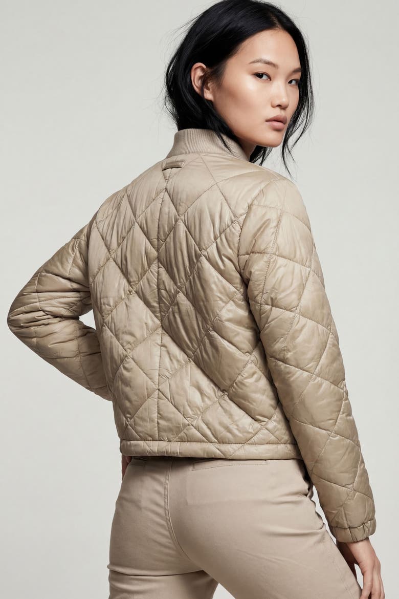 Kyoto Quilted Bomber Jacket, Alternate, color, Champagne