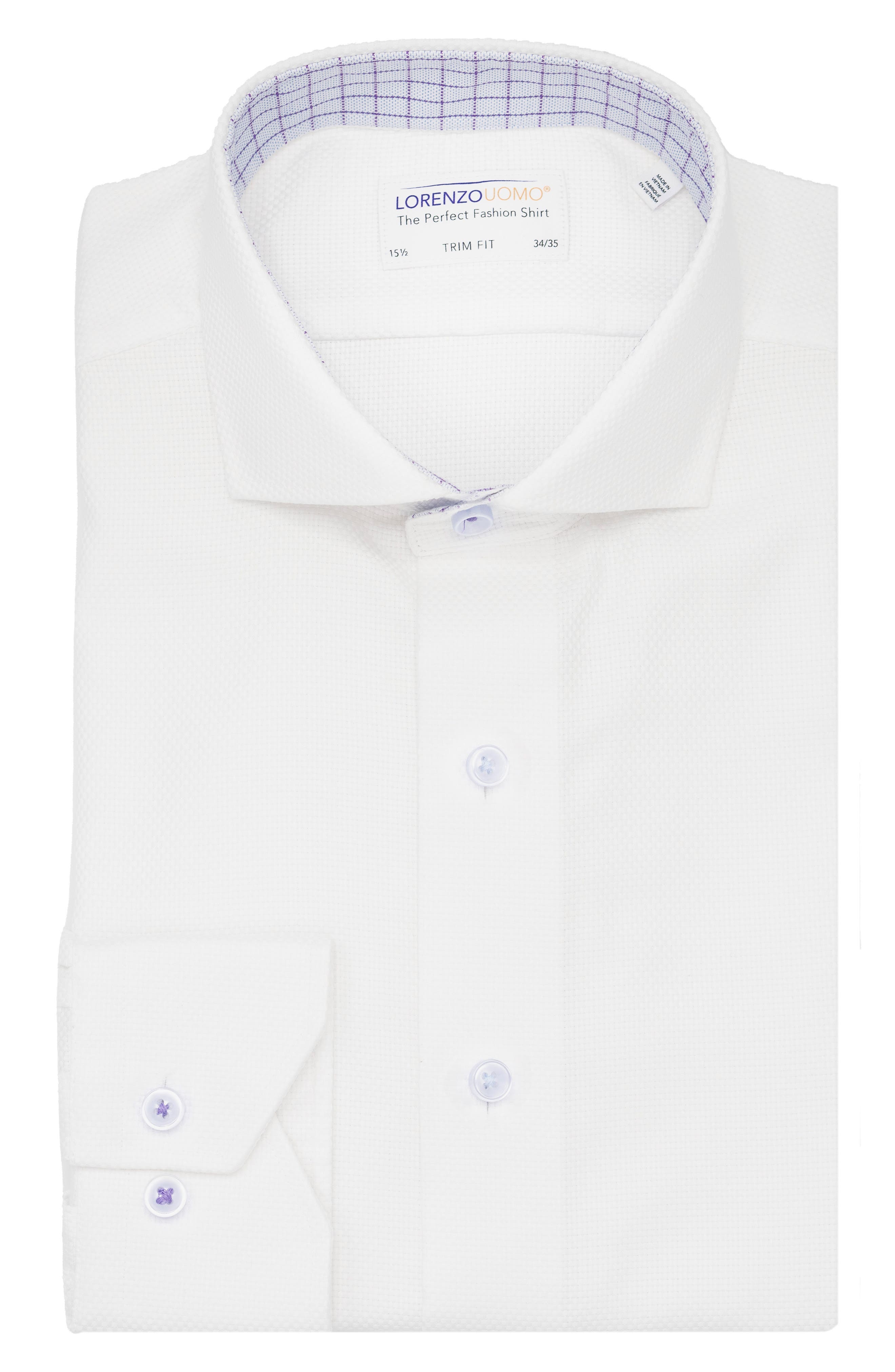 Lorenzo Uomo Trim Fit Textured Cotton Dress Shirt