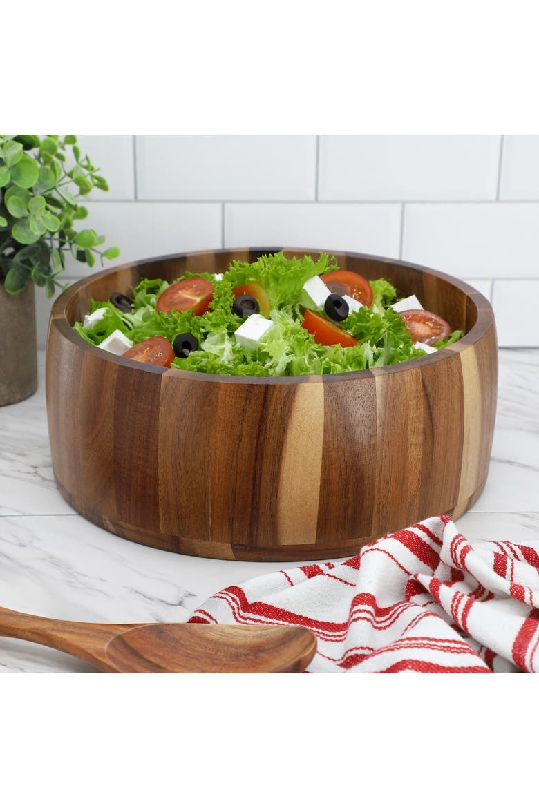 9.75 Inch Large Acacia Wood Salad Bowl, Alternate, color, Acacia