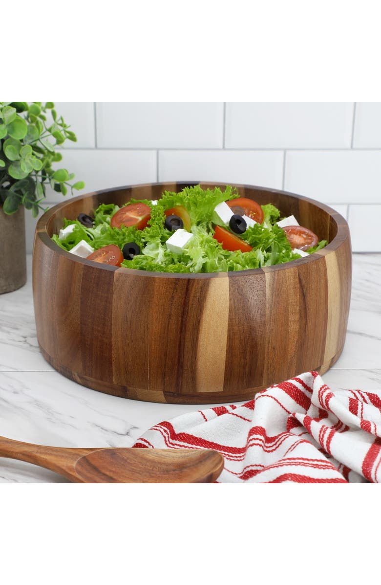 Megachef 9.75 Inch Large Acacia Wood Salad Bowl, Alternate, color, Acacia