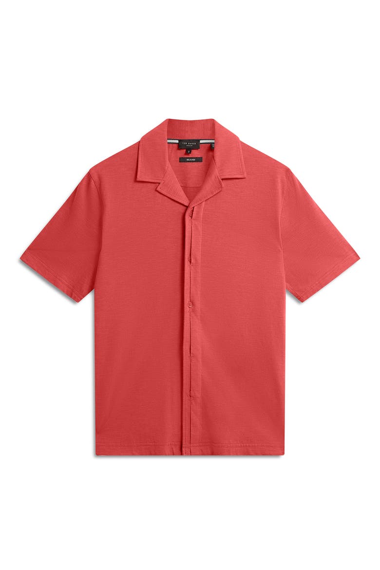 Fendry Cotton & Linen Knit Camp Shirt, Alternate, color, DEEP-PINK