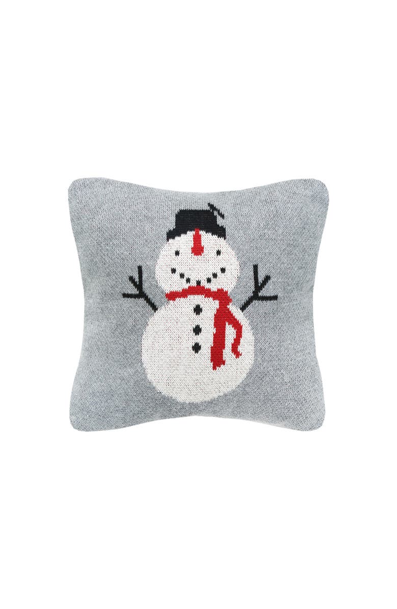 C&F Home Snowman Knitted Mini Cotton Blend Christmas Accent Pillow 10" x 10", Main, color, Grey