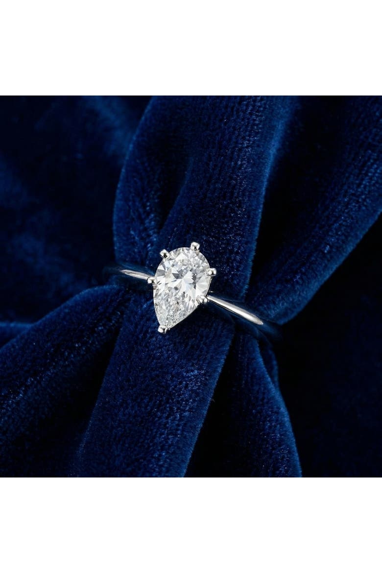 1 Ct Pear Shape Diamond Engagement Ring Lab Grown 14k Gold, Alternate, color, 14k White Gold