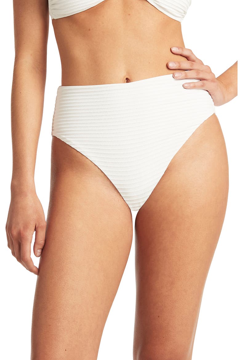 Retro High Waist Bikini Bottoms, Main, color, WHITE