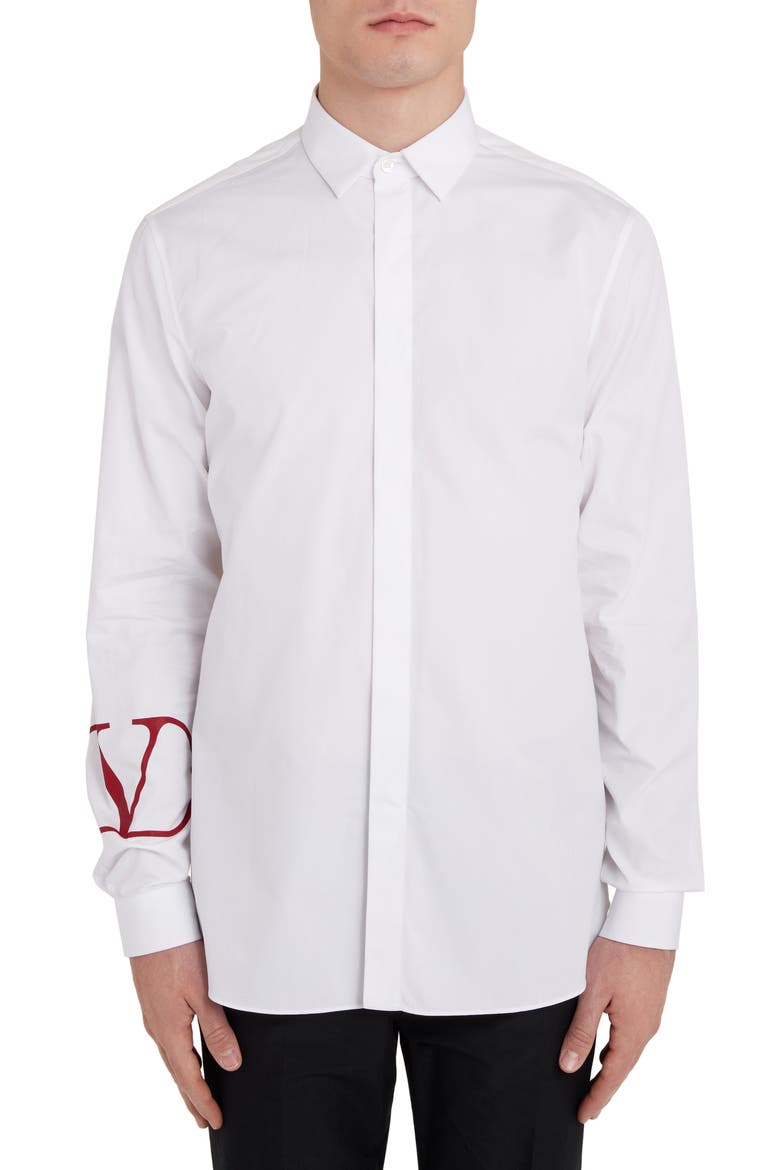 Logo Graphic Slim Fit Shirt, Main, color, WHITE/ RED