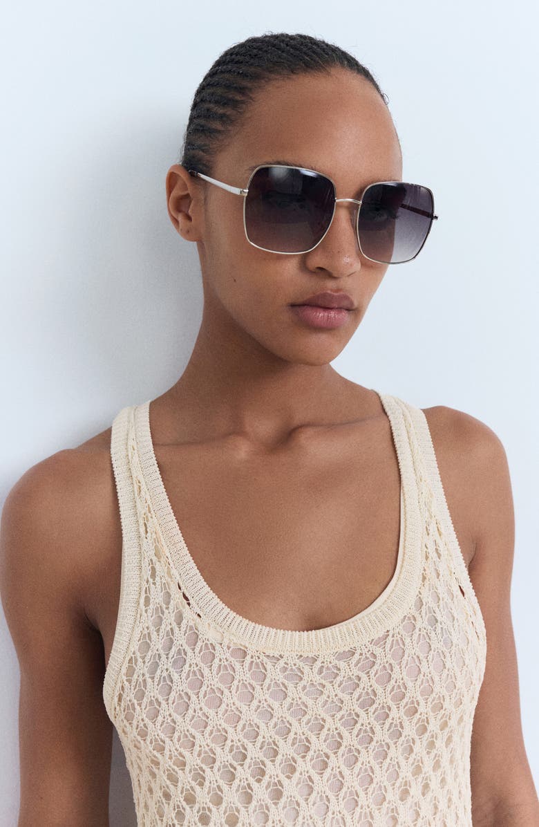 MANGO Sleeveless Crochet Midi Dress, Alternate, color, Ecru