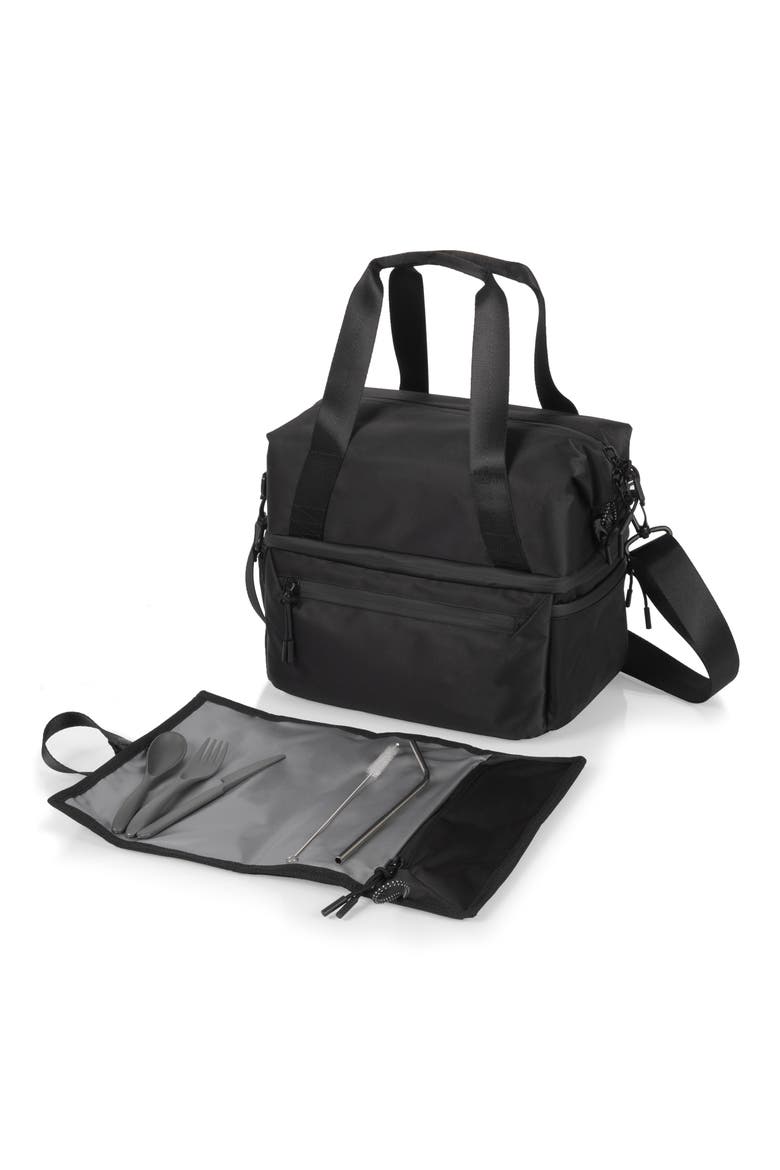 Tarana Lunch Cooler Tote Bag & Utensils, Main, color, BLACK