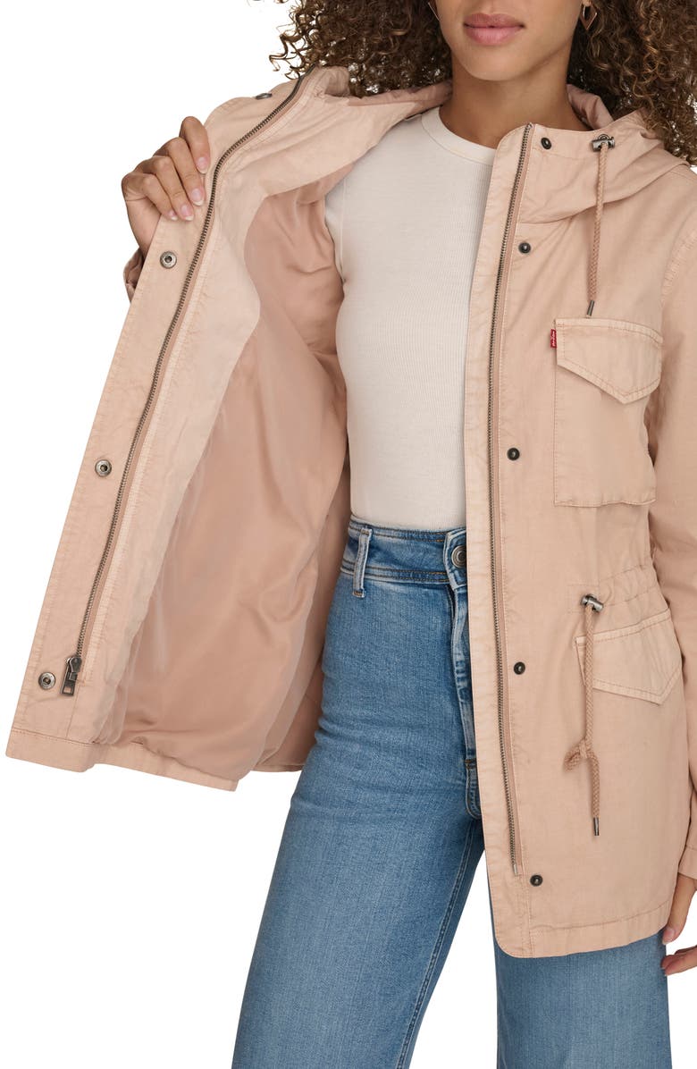 Levi's<sup>®</sup> Military Four-Pocket Zip Hooded Jacket, Alternate, color, Light Pink