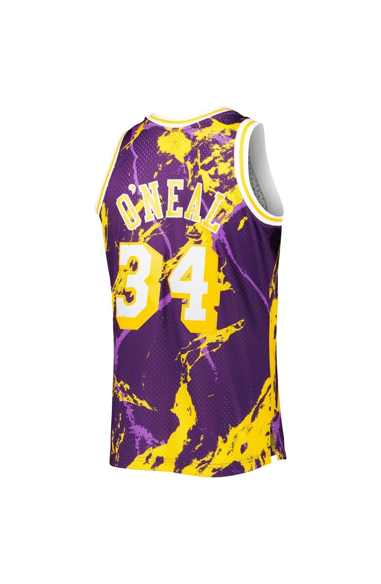 Mitchell & Ness Men's Mitchell & Ness Shaquille O'Neal Purple Los Angeles Lakers 1996/97 Hardwood Classics Marble Swingman Jersey, Alternate, color, 