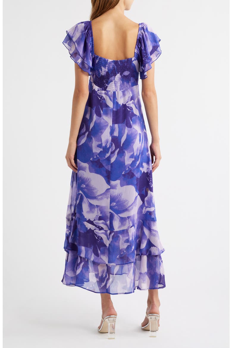 Floral Flutter Sleeve Maxi Sundress, Alternate, color, PURPLE